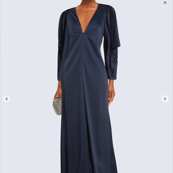 Gorgeous Victoria Beckham New w/Tags Navy Silk Evening Gown Sz 38 - Picture 2 of 16